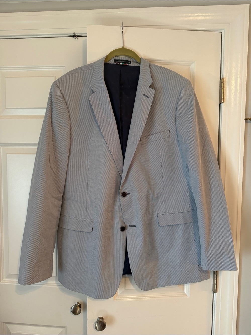 Blue and White striped Blazer - Classic Two-Button Suit Jacket